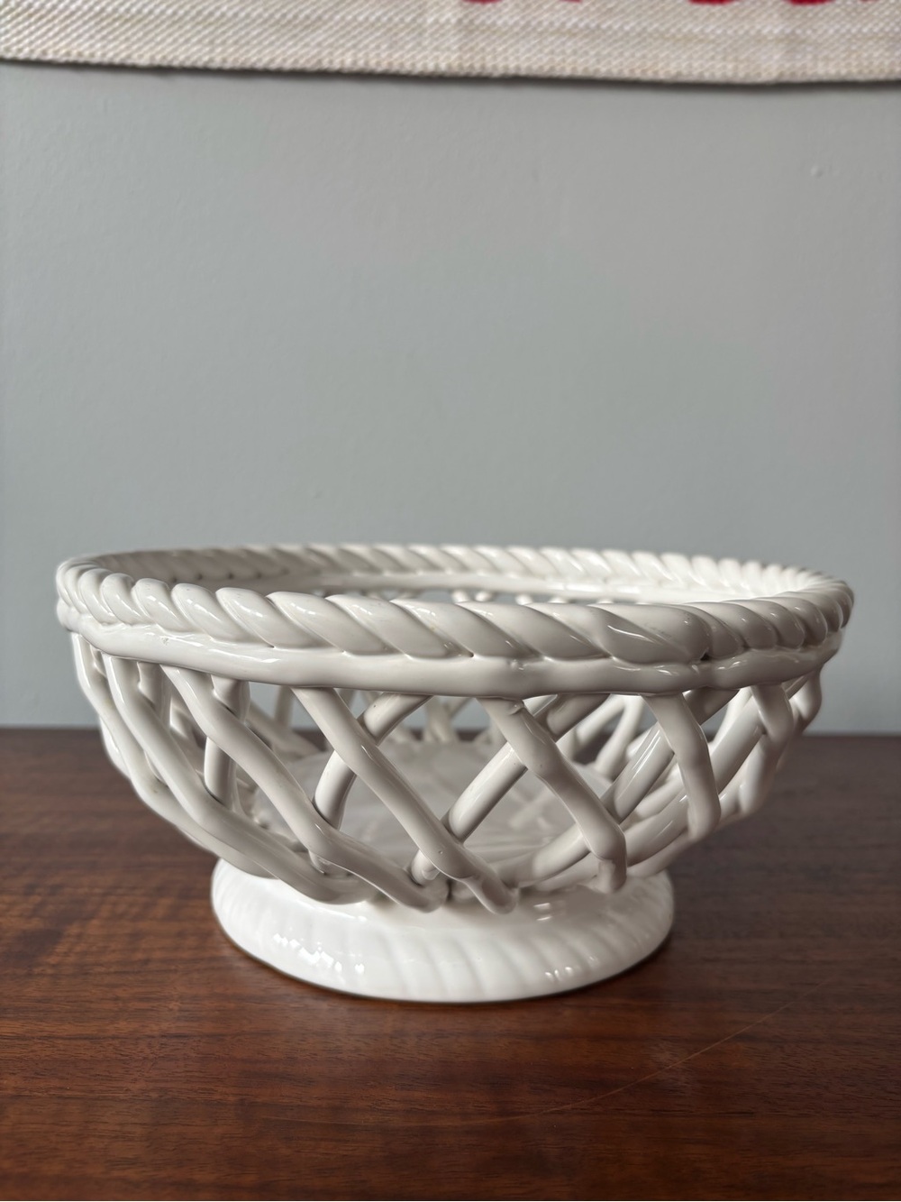 Crofton White Porcelain Braided Warming Bread Basket Fruit Bowl